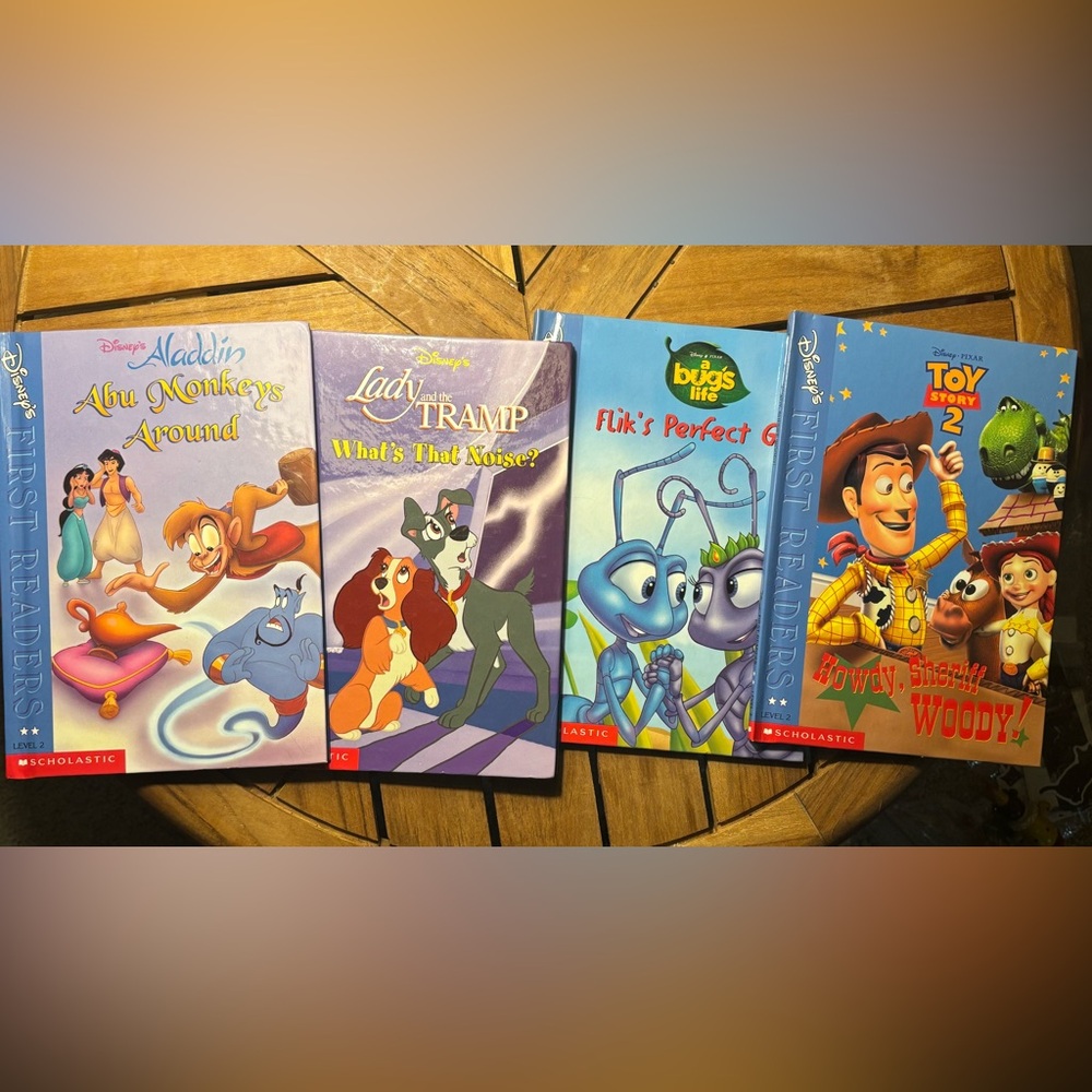 Disney’s First Readers Book Lot Level 2 Aladdin Bug’s Life Lady&Tramp Toy Story